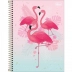 CADERNO 1 MATERIA CPD ALOHA FLAMINGO 80FLS TILIBRA CAPA VERDE C/ ROSA