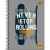 CADERNO 10 MATERIAS CPD PEPPER MASCULINO 160FLS CAPA NEVER STOP ROLLING