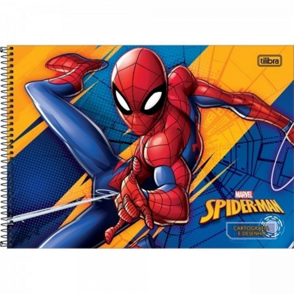 CADERNO DE DESENHO 80FLS CPD SPIDERMAN CAPA SPIDER AZ E AM na Papelaria MC  Papéis