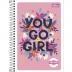 CADERNO PEQUENO ESPIRAL CPD 80FLS PEPPER CAPA YOU GO GIRL ROSA