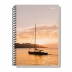 CADERNO PEQUENO ESPIRAL CPM 48FLS NEW PAUTA BRANCA CAPA BARCO FIM DE TARDE