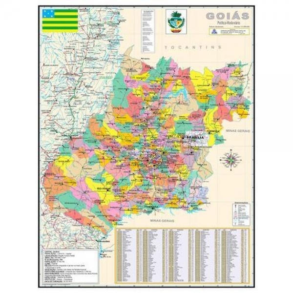 Mapa De Goias Politico Rodoviario Na Papelaria Mc Papeis